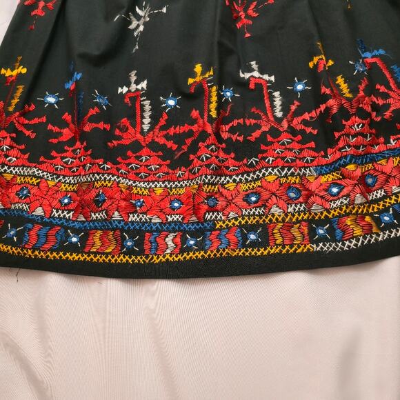 Hand Made Black Cotton Kutchi Hand Embroidered Mirrow Image Vibrant Color XL - Picture 7 of 10